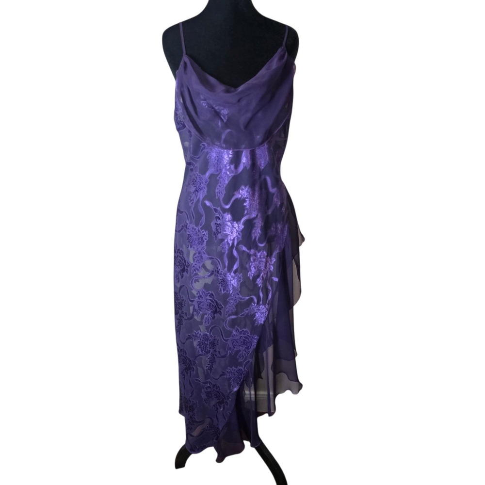 Vintage Victorias Secret M Purple Floral Burnout Slip Dress Y2K Fairy Grunge